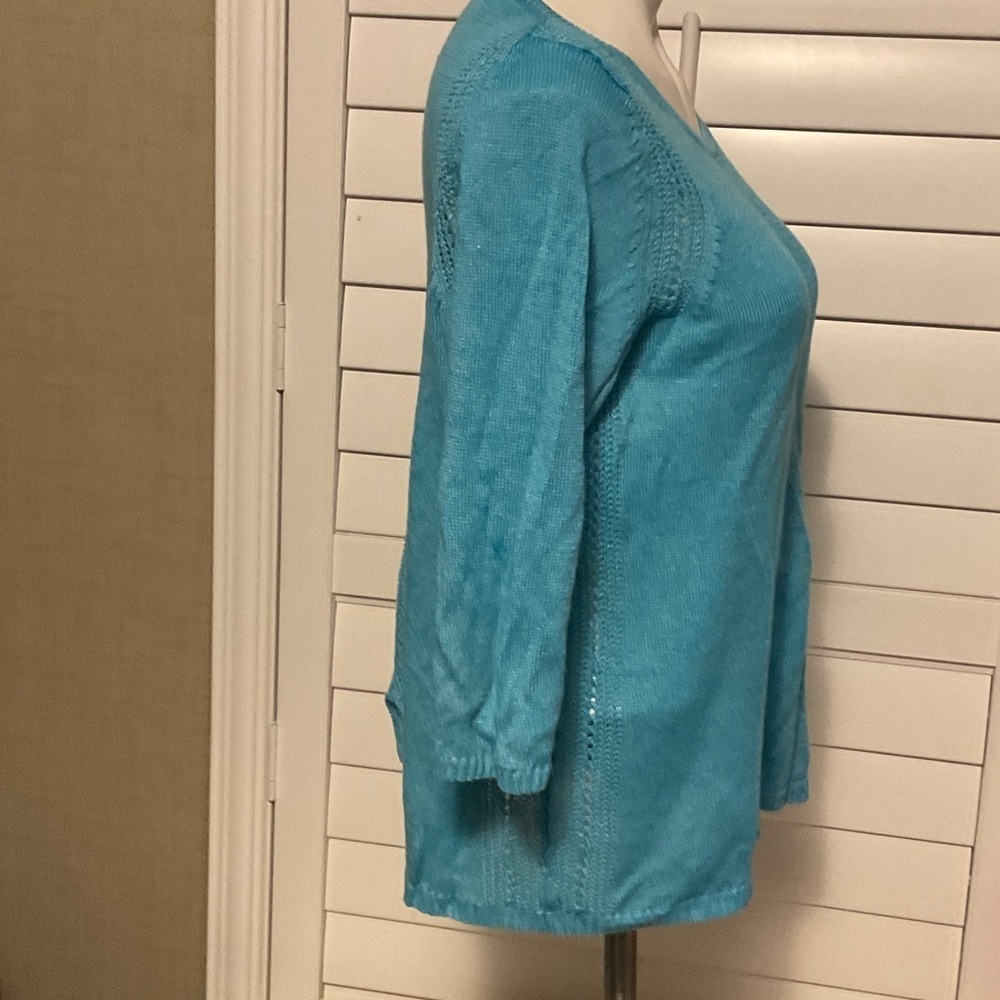 Talbots Teal Women's Blouse - Picture 4 of 14